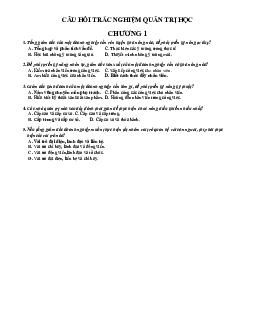 Bộ câu hỏi trắc nghiệm ôn tập môn Quản trị học tổng hợp theo từng chương có đáp án