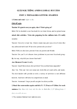 Tiếng Anh 8 unit 3 Getting started trang 28 29 Global success