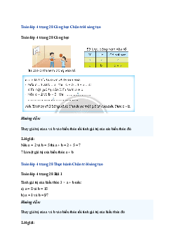 Toán lớp 4 trang 28 Bài 11: Biểu thức có chứa chữ (tiếp theo) Chân trời sáng tạo