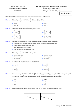Đề thi HK1 Toán 12 năm học 2016 – 2017 trường THPT Vân Nội – Hà Nội