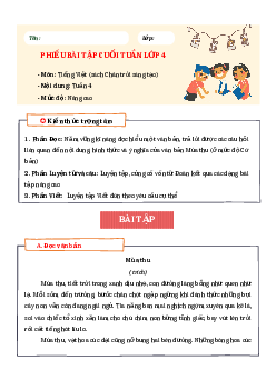 Phiếu bài tập cuối tuần lớp 4 nâng cao môn Tiếng Việt Chân trời sáng tạo - Tuần 4