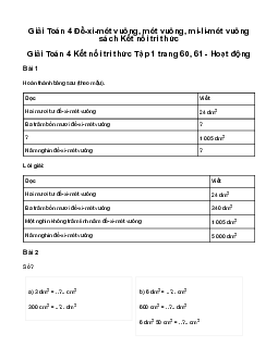 Giải Toán lớp 4 Bài 18: Đề-xi-mét vuông, mét vuông, mi-li-mét vuông | Kết nối tri thức