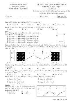 Đề kiểm tra Toán 12 năm 2018 – 2019 lần 3 trường Ninh Bình – Bạc Liêu – Ninh Bình