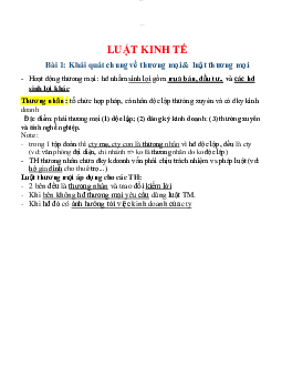 Tóm tắt lý thuyết luật kinh tế