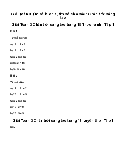 Giải Toán 3: Tìm số bị chia, tìm số chia | Chân trời sáng tạo