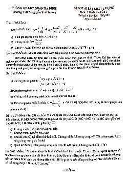 Đề khảo sát chất lượng Toán 9 lần 2 trường THCS Nguyễn Tri Phương – Hà Nội