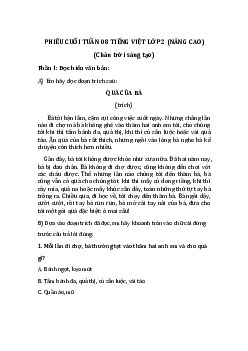 Bài tập cuối tuần Tiếng việt lớp 2 | Chân trời Sáng tạo Tuần 8 Nâng cao