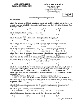 Đề thi học kỳ 1 Toán 11 năm học 2017 – 2018 trường THPT Hưng Nhân – Thái Bình