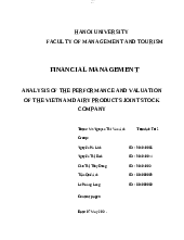 Analyze of the performance of Vietnam Dairy Products Joint Stock Company (VNM) - Quản lý tài chính | Trường Đại học Hà Nội