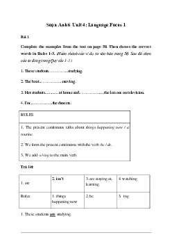 Giải Tiếng Anh 6 Unit 4: Language Focus 1 - Friends Plus