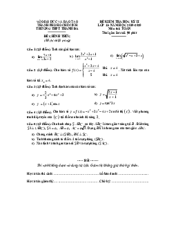 Đề thi học kì 2 Toán 11 năm 2019 – 2020 trường THPT Thanh Đa – TP HCM