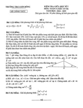 Đề giữa học kì 1 Toán 9 năm 2024 – 2025 trường THCS Sơn Đông – Hà Nội