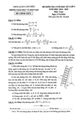 Đề cuối học kì 1 Toán 9 năm 2024 – 2025 phòng GD&ĐT Long Biên – Hà Nội
