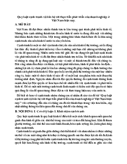 Tiểu luận "Quy luật cạnh tranh và liên hệ với thực tiễn phát triển của doanh nghiệp ở Việt Nam hiện nay"