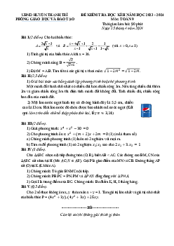 Đề học kì 2 Toán 9 năm 2023 – 2024 phòng GD&ĐT Thanh Trì – Hà Nội