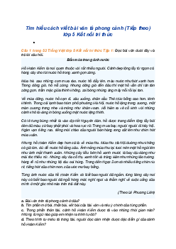 Giải SGK Tiếng Việt 5 trang 53 Bài 10: Tìm hiểu cách viết bài văn tả phong cảnh (Tiếp theo) - Kết nối tri thức (Tập 1)