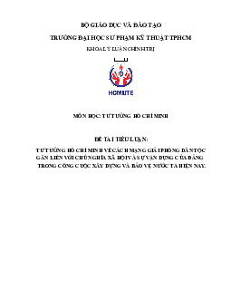 Tiểu luận môn Tư tưởng Hồ Chí Minh đề tài "Tư tưởng Hồ Chí Minh về cách mạng giải phóng dân tộc gắn liền với chủ nghĩa xã hội và sự vận dụng của đảng trong công cuộc xây dựng và bảo vệ nước ta hiện nay."