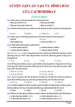 Luyện tập cấu tạo và tính chất của cacbohidrat hóa học 12 (có đáp án)