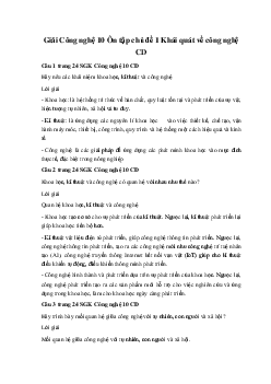 Giải Công nghệ 10 Ôn tập chủ đề 1 Khái quát về công nghệ CD