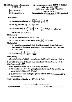 Đề thi HSG huyện Toán 7 năm 2020 – 2021 phòng GD&ĐT Lục Ngạn – Bắc Giang