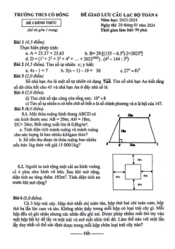 Đề giao lưu CLB Toán 6 năm 2023 – 2024 trường THCS Cổ Đông – Hà Nội