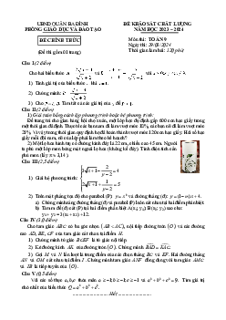Đề khảo sát chất lượng Toán 9 năm 2023 – 2024 phòng GD&ĐT Ba Đình – Hà Nội