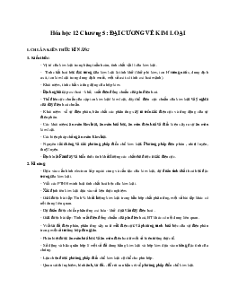 Ôn tập Hóa học lớp 12 chương 5: ĐẠI CƯƠNG VỀ KIM LOẠI