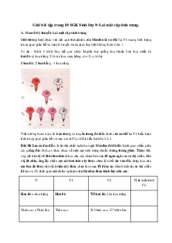 Giải bài tập trang 10 SGK Sinh lớp 9: Lai một cặp tính trạng