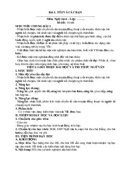 Giáo án Ngữ văn 6 sách Kết nối tri thức với cuộc sống HK1