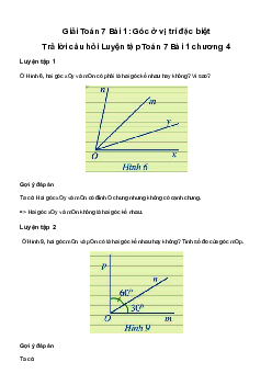 Giải Toán 7 Bài 1: Góc ở vị trí đặc biệt | Cánh diều