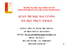 Bài giảng Chương 1: Tổng quan về Quản trị một tổ chức môn Quản trị học đại cương | Đại học Bách Khoa Hà Nội