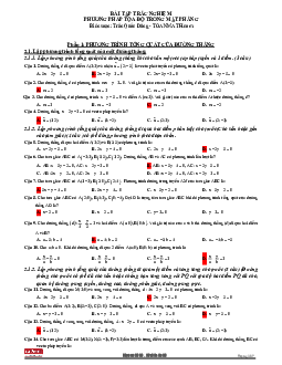 Bài tập trắc nghiệm phương pháp tọa độ trong mặt phẳng – Trần Quốc Dũng