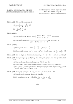 Đề thi học kì 2 Toán 10 năm 2018 – 2019 trường Phổ thông Năng khiếu –TP HCM