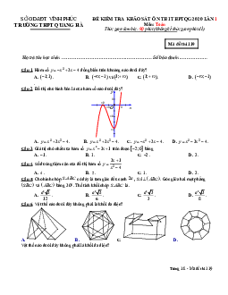 Đề khảo sát ôn thi THPTQG 2020 lần 1 môn Toán trường Quang Hà – Vĩnh Phúc