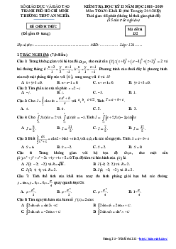Đề thi học kì 2 Toán 12 năm 2018 – 2019 trường THPT An Nghĩa – TP HCM