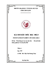Báo cáo Nghiên cứu về Hoạt động Tự học của sinh viên Khoa Du lịch | Môn Phương pháp nghiên cứu khoa học - Đại học Văn hóa Hà Nội