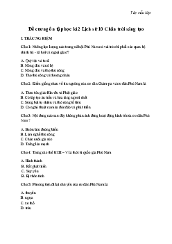 Đề cương ôn tập học kì 2 môn Lịch sử 10 sách Chân trời sáng tạo