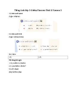 Tiếng Anh lớp 3 Global Success Unit 12 Lesson 3