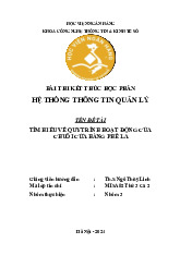 Báo cáo - Nghiên cứu Quy trình hoạt động tại Chuỗi cửa hàng Phê La môn Hệ thống thông tin quản lý | Học viện Ngân hàng