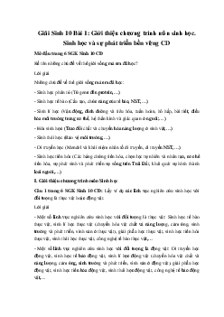 Giải Sinh 10 Bài 1: Giới thiệu chương trình môn sinh học. Sinh học và sự phát triển bền vững | Cánh diều