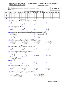 Kiểm tra 1 tiết chương 2 Giải tích 12 (Mũ – Logarit) trung tâm GDNN – GDTX Châu Thành – Hậu Giang