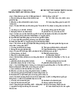 Đề thi thử THPT Quốc Gia 2021 môn Sử trường chuyên Bắc Ninh lần 1 (có đáp án)