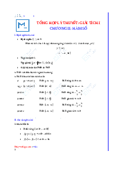 Tổng hợp lý thuyết chương 2 (hàm số)- Giải tích 1 | Trường đại học Bách Khoa, Đại học Đà Nẵng