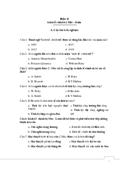 689 câu trắc nghiệm ôn tập thi cuối kỳ môn Kinh tế chính trị Mác - Lênin