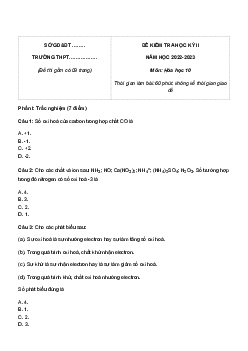 Đề thi học kì 2 môn Hóa học 10 năm 2022 - 2023 sách Cánh diều | Đề 1