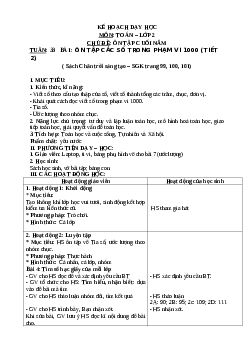 Giáo án Toán 2 sách Chân trời sáng tạo (cả năm) | Tuần 33 | Tiết 2.2