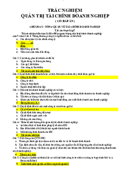 Trắc nghiệm Quản trị tài chính | Đại học Thương Mại