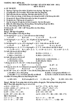 Nội dung ôn tập học kì 1 Toán 6 năm 2020 – 2021 trường THCS Đống Đa – Hà Nội