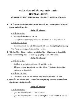 Ngân hàng đề tài học phần Triết học Mác - Lenin | Đại học Sư phạm Kỹ thuật Thành phố Hồ Chí Minh