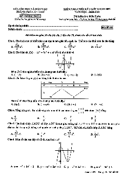 Đề thi cuối kỳ 1 Toán 12 GDTHPT năm 2020 – 2021 sở GD&ĐT Cần Thơ